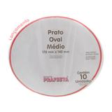 Prato Descartável Oval Branco Médio 17cm x 14,5cm com 10 Unidades Prafesta