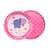 Prato Descartável Redondo Chá de Bebê Rosa 18 cm 08 unidades Fisher Price Regina Festas