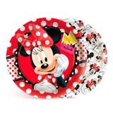 Prato Descartável Redondo Minnie Vermelha 08 unidades Regina Festas