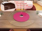 Prato Giratório de Mesa 50 cm em Vidro Temperado 6mm - Cor Pink Peacock - Maalu Decor - Ides