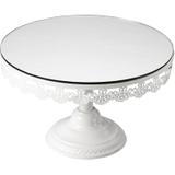 Prato para Bolo Cinzelado de Ferro Fundido Esmaltado White com Base 25,5cm Rojemac