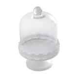 Prato para Bolo com Pé Cinzelado de Ferro Fundido Esmaltado White com Tampa 14,5cmx24,5cm Rojemac