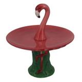 Prato para doce de ceramica flamingo 16cm x 16cm x 17cm - Btc decor