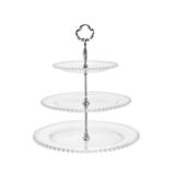Prato para Doce Triplo de Cristal Pearl 18cm 26cm e 31cm Rojemac