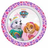 Prato para Refeição Infantil Redondo Melanina Patrulha Canina Rosa - Yangzi