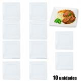 Prato Quadrado Raso em Melamina / Plastico 26,5 Cm Branco 10 Unidades utilgoods