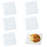 Prato Quadrado Raso em Melamina / Plastico 26,5 Cm Branco 6 Unidades utilgoods