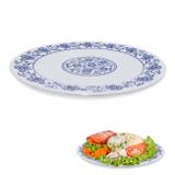 Prato Raso 25cm em Melamina / Plastico Decorado Branco Fuxing