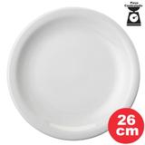 Prato Raso 26 Cm -785/805 Gr. Peso Certo, Porcelana Branca, podendo ser usado, em micro ondas e Lava louça. - Schmidt