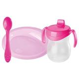 Prato raso infantil com colher e copo rosa (sr837/40ca) - sanremo