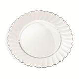 Prato Redondo Ondulado Transparente Borda Prata Descartáveis Premium 22cm 06 unidades Cromus