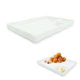 Prato Retangular com Divisoria 21cm para Finger Food em Melamina / Plastico Branco Utilgoods