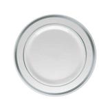 Prato Sobremesa Descartável Borda Prata 19 Cm 6 Unidades - Silver plastico