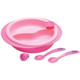Prato Térmico Rosa com Ventosa e 2 Colheres - Kuka