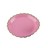 Pratos Descartáveis de papel Decorado Rosa e Dourado pct com 10 unid - Silver plastic