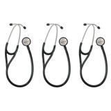 Premium Estetoscópio Cardiológico Preto (Kit C/03)