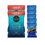 Preservativo Blowtex Action c/ 15 un. + Lenços Umidecidos Skin 40 un.