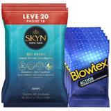 Preservativo Blowtex Action c/ 15 un. + Lenços Umidecidos Skin 40 un.