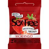 Preservativo Lubrificado Sex Free Morango Com 3 unidades