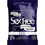 Preservativo Lubrificado Sex Free Uva Com 3 unidades