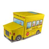 Puff baú organizador de brinquedos ônibus amarelo - Dolce home
