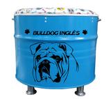 Puff Porta Ração 20 kg ou Porta Brinquedo Pet - Todas as Raças - Bulldog Inglês Azul