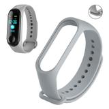 Pulseira Lisa Para Relógio Inteligente Mi Band 3 Xiaomi Smartwatch Silicone Alça Ajustável Cinza - Aquiébarato