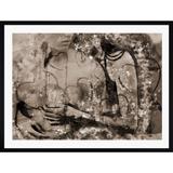 Quadro Abstrato Decor Moldura Preta Abraço Casal 90x70cm - Decore pronto