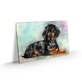 Quadro Basset Preto Arte Aquarela Cachorro Sala Quarto 90x60 - Bimper