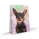 Quadro Cachorro Pinscher Colorido Arte Aquarela Tela 60x40 - Bimper