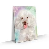 Quadro Cachorro Poodle Branco Colorido Arte Aquarela 60x40 - Bimper