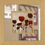 Quadro com Espelho Decorativo Flores Vermelhas 65x65cm - DP1607 - Decore pronto