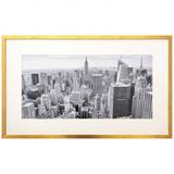 Quadro com Moldura Dourada Paisagem Urbana Prédios em Preto e Branco 100x60cm - Decore pronto