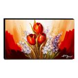 Quadro de Pintura Tulipas Vermelhas 60x105cm-1561 - Artista june brandão