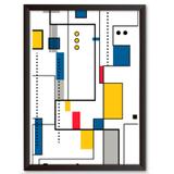 Quadro Decorativo - Abstrato, Amarelo, Azul, Vermelho - 25x19cm - Cool art