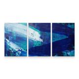 Quadro Decorativo Abstrato Moderno Azul Para Sala Em 3 Telas - Bimper