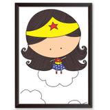 Quadro Decorativo - Bonequinha Mulher Maravilha - 46x34cm - Cool art