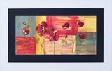 Quadro Decorativo com Moldura Branca Flores Vermelhas Abstrato 90x50cm - Decore pronto