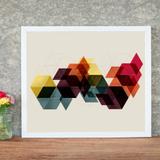 Quadro Decorativo com Moldura Cubos 3D - Love decor