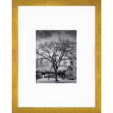 Quadro Decorativo com Moldura Dourada Árvore Paisagem de Inverno 30x40cm - Decore pronto