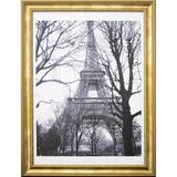 Quadro Decorativo com Moldura Dourada Torre Eiffel em Preto e Branco 60x80cm - Decore pronto