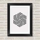 Quadro Decorativo com Moldura em Madeira Maciça e Vidro Geométrico Cubos AB018 - Brasil quadros