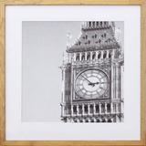 Quadro Decorativo com Moldura na Cor Carvalho Torre Big Ben Londres Inglaterra 40x40cm - Decore pronto
