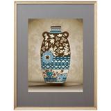 Quadro Decorativo com Moldura Prata Ilustração Ânfora Floral 80x100cm - Decore pronto