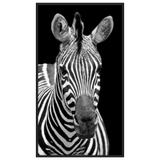 Quadro Decorativo com Moldura Preta Zebra em Fundo Preto 80x140cm - Decore pronto