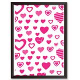 Quadro Decorativo - Corações Rosas Diversos - 25x19cm - Cool art