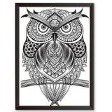 Quadro Decorativo - Coruja no galho Maori - 46x34cm - Cool art
