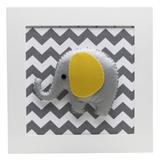 Quadro Decorativo Elefante Chevron Cinza Quarto Bebê Infantil Menina Menino - Potinho de mel