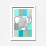 Quadro Decorativo Elefantinho Baby 45cmx33cm Los Quadros Branco