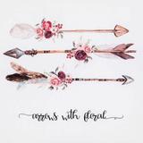 Quadro Decorativo em Canvas Arrows With Floral - Mart